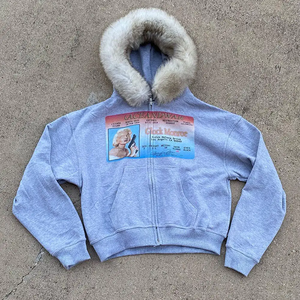 Personalisierter Herren Streetwear <span class=keywords><strong>Hoodie</strong></span> mit Reißverschluss, Grafik-DTG-Druck, Schwerem Fleece, Warmem Fell und Reißverschlussjacke - Product Image 3