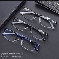 Lunettes de vue décontractées TR90 pour hommes, matériau anti-lumière bleue, monture bleue et noire pour toutes les formes de visage, pour la lecture.