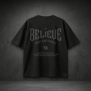 เสื้อยืดผู้ชาย Believe Rise Shine ทรงปกติ สีดำ แขนสั้น คอกลม สไตล์สตรีท ผ้าถักเฟรนช์เทอร์รี่ แห้งเร็ว ระบายอากาศได้ดี - Product Image 6