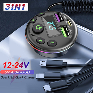 Xe BT 5 FM Transmitter MP3 modulator Máy nghe nhạc rảnh tay âm thanh Receiver với 3 trong 1 phí cáp cho <span class=keywords><strong>iPhone</strong></span> Huawei Xiaomi Adapter - Product Image 2