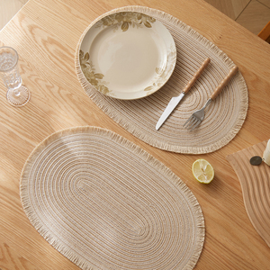 Set de table décoratif pour la maison, l'hôtel, simple, uni, tissé, ovale, lavable, pour la cuisine, la salle à manger, le bureau - Product Image 4