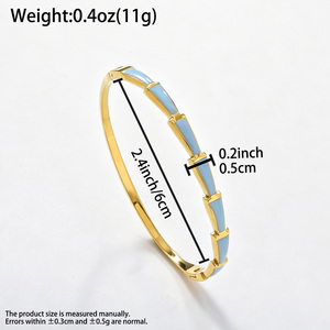 18k gold bulk wholesale gold plated delicate bamboo segment enamel decoration polished anti-fade daily elegant <b>bangle</b> <b>bracelet</b> - Product Image 6
