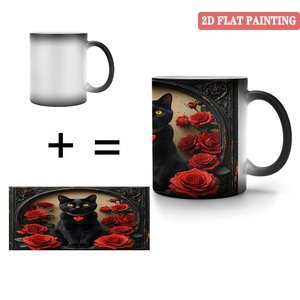 Taza Mágica Esmerilada de 11 oz, Taza de Cerámica Negra que Cambia de Color con el Calor, para Uso Diario - Product Image 4