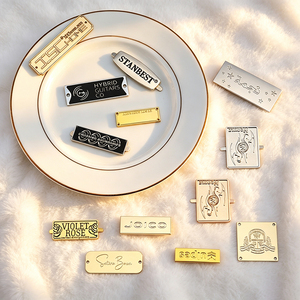 Own Design Custom Metal Brand Tags Engraved Metal <b>Name</b> <b>Plates</b> Private Sewable Labels for Apparel & Handbags - Product Image 3