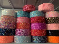 OKAY 25 mètres de luxe 3 pouces rouge paillettes ruban gros-grain 100% polyester vente en gros pour bricolage robe et décoration motif d'arc