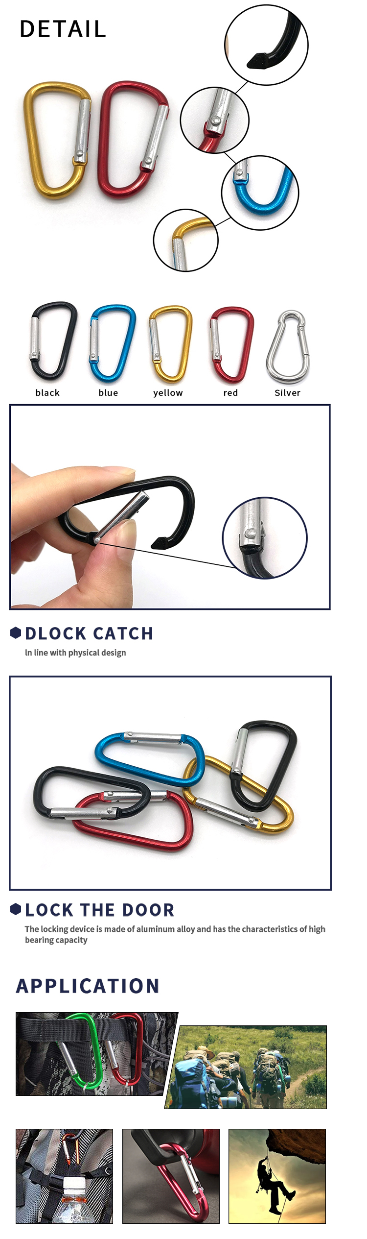 China-Großhandels- Mini- Tasche, die Clip-Gewohnheitslogo carabiner Karabinerhaken des Schwenkers kletterndes zuschließt, formte kleines Schlüssel- Kette Aluminium-carabiner