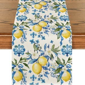 Italia piastrelle <span class=keywords><strong>blu</strong></span> Runner decorativo, limoni italiani estate decorazioni da tavolo Runner per sala da pranzo decorazione cassettone <span class=keywords><strong>cucina</strong></span> - Product Image 2