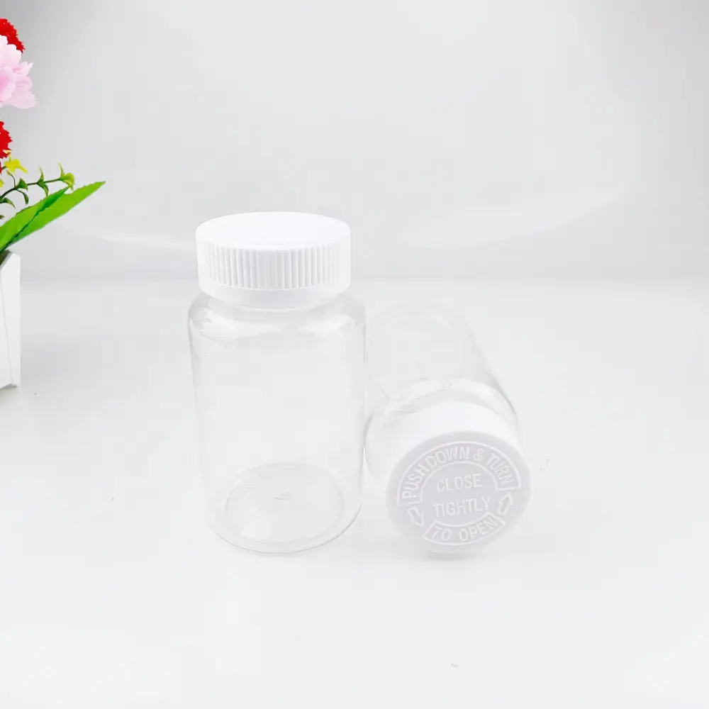 Buen precio inventario seguridad a prueba de niños 250ml PET cápsulas contenedor claro vacío vitamina píldora farmacia medicina botella