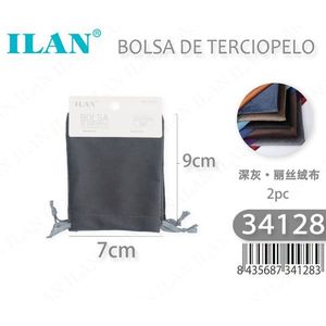 Sac en velours Ilan 7x9 cm gris foncé 2 pièces - Product Image 3