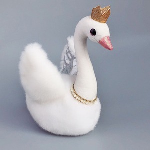 Personalizzabile principessa corona di cigno nero peluche giocattolo collana di perle bianco cigno coppia regina cigno per decorazione di nozze pieno di cotone PP - Product Image 5