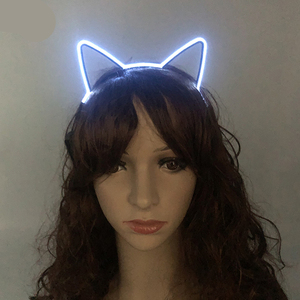 <span class=keywords><strong>Bandeau</strong></span> lumineux <span class=keywords><strong>LED</strong></span> néon avec oreilles de chat pour femmes, avec couronne scintillante, accessoires pour DJ, bar, boîte de nuit - Product Image 6