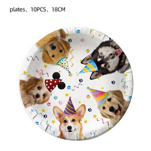Juego de cubiertos para fiesta de Pascua con temática de perro mascota con bandeja de papel, taza, servilleta, paja de cumpleaños, decoración para Baby Shower, tela de fondo - Product Image 2