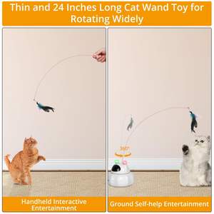 Jouet pour chat rotatif à 360 °-Combo laser et plumes rechargeable par USB avec réveil automatique - Product Image 3