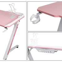 Échantillon gratuit personnalisé table de jeu rose en forme de Z pour pc grande table d'ordinateur de bureau en fibre de carbone grande taille bon marché