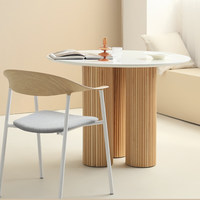 Table Ronde de Salle à Manger/Café/Réunion en Panneaux de Bois Haute Densité Finis Placage Style Nordique Minimaliste pour Cantines et Cafés