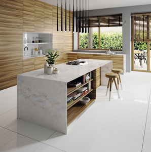 Calacatta หินควอตซ์เทียมแผ่นคอนกรีตโบราณขนาด3200*1600*18มม. พื้นผิวขัดด้านบน - Product Image 5