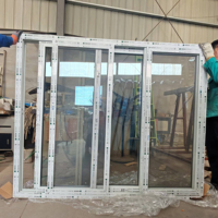 China Factory UPVC PVC 3 Paneele doppelt getöntes reflektieren des Glass chiebe fenster mit Bildschirm