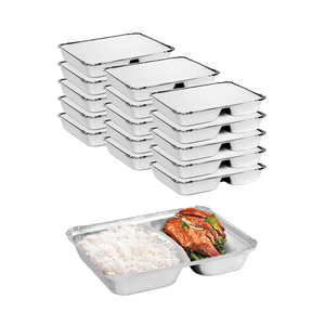 <strong>2</strong> <strong>Compartment</strong> <strong>Aluminum</strong> <strong>Foil</strong> Food Container Disposable Meal <strong>Tray</strong> for Takeaway Catering Food Packaging - Product Image 1
