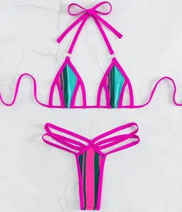 Bikini Personalizado Mujer Sexy Adolescente Micro Bikini Triangular Extremo Transparente Reversible Bikini Atractivo para Senos Grandes - Product Image 1