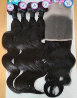 Lots de Mèches Mélangées en Gros avec Closure 4*4 Style Bouclé Kinky Couleur Naturelle Lots de Cheveux Bon Marché pour Femmes Noires