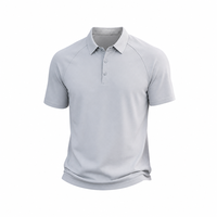 Kaos Olahraga Pria Lengan Raglan Kancing Kerah Polo Cepat Kering 100% Poliester untuk Golf Tenis Tim Klub