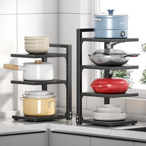 Étagère de cuisine multi-niveaux réglable à une seule face pour ustensiles de cuisine, organisateur sous l'armoire pour couvercles de casseroles et rangement de micro-ondes - Product Image 2