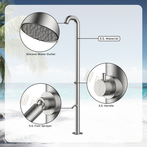 <span class=keywords><strong>Colonne</strong></span> de <span class=keywords><strong>douche</strong></span> extérieure chaude et froide en acier inoxydable 304/316, finition brossée, avec jet pluie, pour piscine - Product Image 3