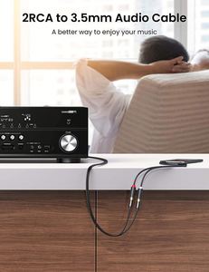 UGREEN 3,5mm macho a 2 RCA hembra Jack Cable de audio estéreo Y adaptador chapado en oro rojo y blanco a cable de auriculares rápido - Product Image 2