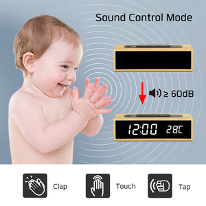 Réveil LED en bambou, Style ajusté, <span class=keywords><strong>Radio</strong></span>, <span class=keywords><strong>avec</strong></span> température - Product Image 4