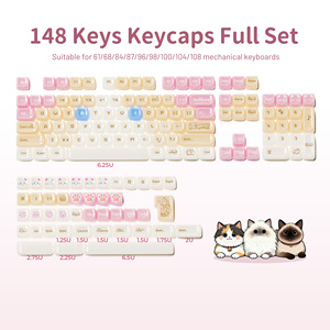 Xvx Keycaps nhà Mèo Mao hồ sơ Bàn Phím Cơ khí Keycaps Set (149-key) thăng hoa dễ thương ragdoll mèo phim hoạt hình tự làm tùy chỉnh - Product Image 6