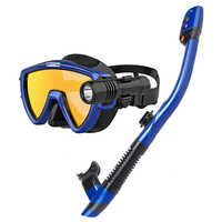 Kit Tuba Sec Haut de Gamme Aloma avec Masque de Plongée en Silicone, Tuba et Lampe Sous-Marine pour Plongée/Natation, Lentilles Traitées