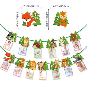 Lot de Décorations d'<span class=keywords><strong>Anniversaire</strong></span> Thème Safari <span class=keywords><strong>Jungle</strong></span> en Gros : Bannière Joyeux <span class=keywords><strong>Anniversaire</strong></span>, Spirales et Décorations de Gâteau pour Fêtes d'Enfants - Product Image 2