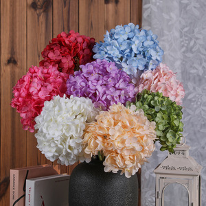 ดอกไฮเดรนเยียประดิษฐ์ จินซี ดอกไม้ผ้าไหม สีขาว ชมพู แดง น้ำเงิน เขียว ม่วง แดงกุหลาบ สีแชมเปญ สำหรับตกแต่งงานแต่งงาน ตกแต่งบ้าน - Product Image 3
