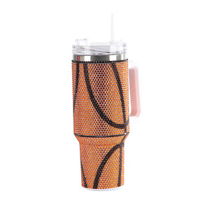 Mug de voyage isotherme en acier inoxydable 40oz avec strass, poignée et paille, écologique, personnalisable en couleur et logo - Product Image 5