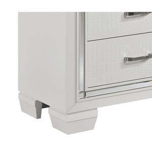 White Nightstand 2 <b>Drawers</b> Faux Alligator Textured Fronts Bedroom Furniture <b>Storage</b> <b>Drawer</b> Unit - Product Image 2