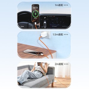 Cable de Datos Trenzado C-C Naranja de 1M con Carga Rápida para iPhone 15 16 17, Admite Transferencia de 480Mbps - Product Image 2