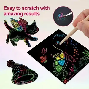 Carnet de Croquis Arc-en-ciel Jumon : Jouets de Peinture et de Dessin pour Enfants, Cartes à Gratter DIY, Cahiers de Gribouillage T-61 - Product Image 5