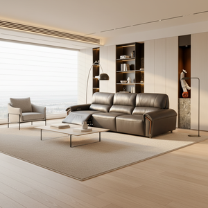 Sofá Modular Extensible <span class=keywords><strong>Motorizado</strong></span> Eléctrico de Cuero Genuino de <span class=keywords><strong>3</strong></span> <span class=keywords><strong>Plazas</strong></span>, Conjunto de Sofás Seccionales, Sala de Estar Moderna, Funcional e Inteligente - Product Image 1