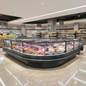 Vitrine réfrigérée de supermarché haut de gamme avec verre incurvé pour <span class=keywords><strong>boucherie</strong></span>, viande fraîche et charcuterie - Product Image 4