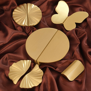 Tirador de latón semicircular oculto estilo mariposa chino nuevo para muebles, herrajes para cajones y puertas de armarios - Product Image 2