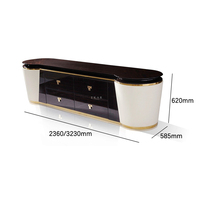 Meuble TV en acier miroir doré avec accents de quincaillerie