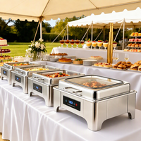 Günstiger Elektrischer Edelstahl-Chafing Dish Restaurant-Buffet-Set Silberne Chafing Dishes für Catering Hotel Hochzeit