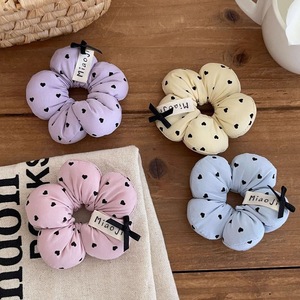 Élastique à cheveux en coton doux pour enfants, avec nœud et motif cœur, pour filles, style scrunchie - Product Image 1