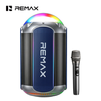 Remax Tragbarer Bluetooth 6.0 Lautsprecher mit LED-Lichtern Karaoke-Maschine mit 1 Drahtlosen Mikrofonen Unterstützt BT/AUX/USB/TF-Karte