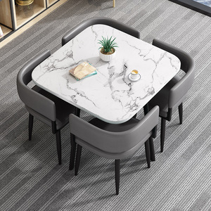 Bàn Ăn đặt 4 chỗ ngồi với Ghế Nhà Hàng Hiện Đại nhà ăn đồ nội thất phòng ăn Bàn ăn vuông đá cẩm thạch Ý sang trọng - Product Image 5