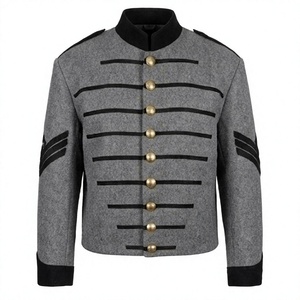 เสื้อโค้ทผู้ชายสีเทา ผ้าขนสัตว์ แบบควิลท์ ทรงทหารเรือน รุ่นจำลอง สำหรับฤดูหนาว ชุดย้อนยุค เสื้อแจ็คเก็ตกันน้ำ ระบายอากาศได้ดี - Product Image 1