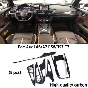 ชุดแผงคอนโซลกลางคาร์บอนไฟเบอร์ 8 ชิ้น สำหรับออดี้ A6 avant allroad C7 ปี 2012-2018 อัพเกรดภายในด้วยคาร์บอนไฟเบอร์ - Product Image 1