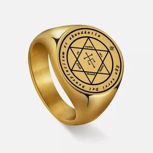 Anillo de Acero Inoxidable 316, Ego Servi Dei Beneplacitum Et Abundancia, Vau Phocbus Rcgulus <span class=keywords><strong>Sol</strong></span> Eloah Shemesh, Amuleto, Talismán, Joyería - Product Image 3