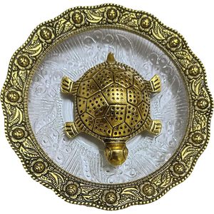 PARIJAT artesanías 5,5 pulgadas tortuga dorada Metal Feng Shui placa de vidrio decoración de oficina accesorio para buena suerte Vastu Kachua - Product Image 5