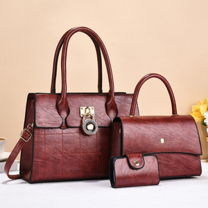 Conjunto de Bolsos de Mano para Mujer An Ru Shi, 3 Piezas, Estilo Retro, Bolso Madre e Hija, Primavera 2025, Uso Diario, Tamaño Mediano, Estilo Cuero Marrón - Product Image 2
